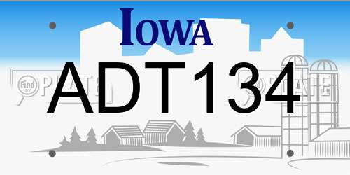 ADT134 Iowa License Plate