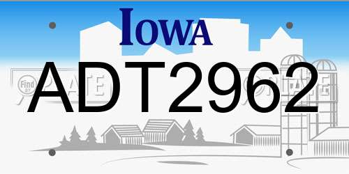 ADT2962 Iowa License Plate