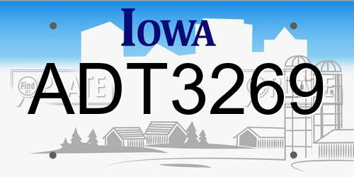 ADT3269 Iowa License Plate