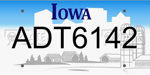 ADT6142 Iowa License Plate