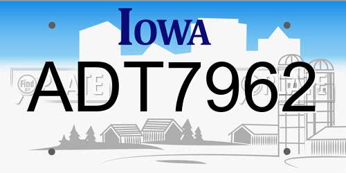 ADT7962 Iowa License Plate