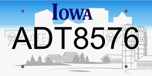 ADT8576 Iowa License Plate