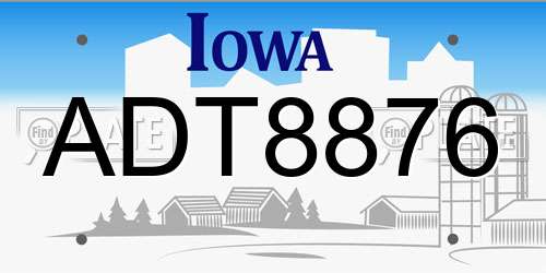 ADT8876 Iowa License Plate
