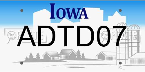 ADTD07 Iowa License Plate