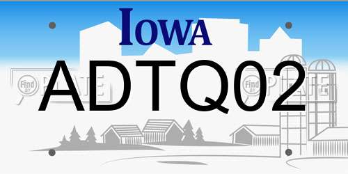 ADTQ02 Iowa License Plate