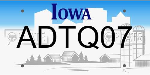 ADTQ07 Iowa License Plate
