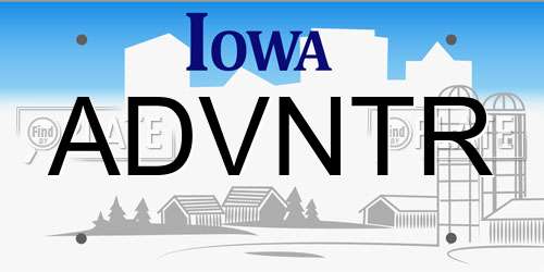 ADVNTR Iowa License Plate