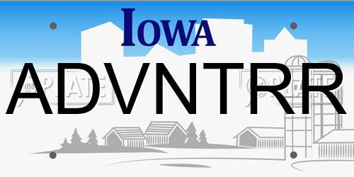 ADVNTRR Iowa License Plate