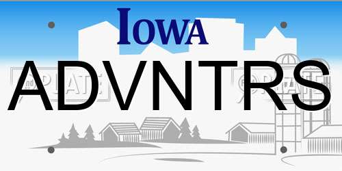 ADVNTRS Iowa License Plate