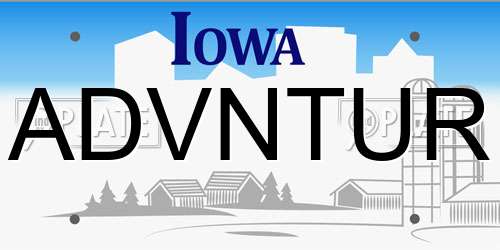 ADVNTUR Iowa License Plate