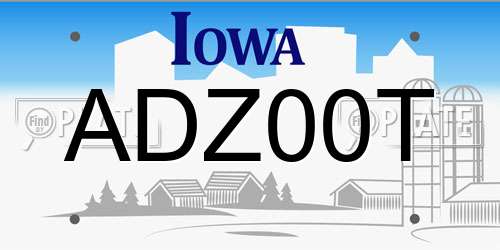 ADZ00T Iowa License Plate