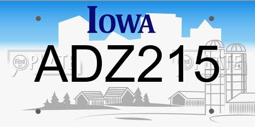 ADZ215 Iowa License Plate