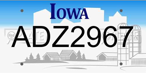 ADZ2967 Iowa License Plate