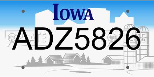 ADZ5826 Iowa License Plate