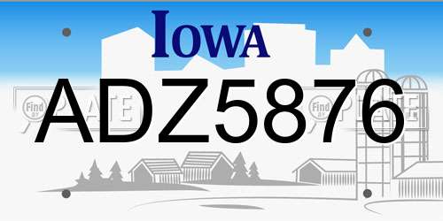 ADZ5876 Iowa License Plate