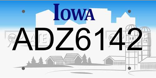 ADZ6142 Iowa License Plate