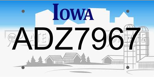 ADZ7967 Iowa License Plate