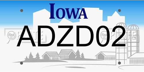 ADZD02 Iowa License Plate