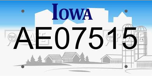 AE07515 Iowa License Plate