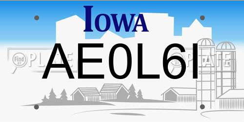 AE0L6I Iowa License Plate