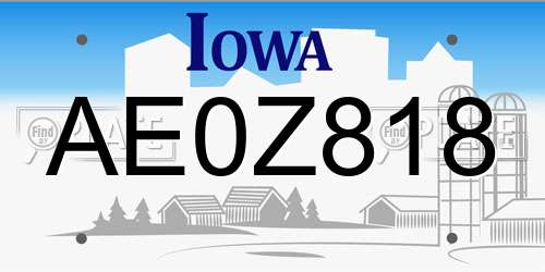 AE0Z818 Iowa License Plate