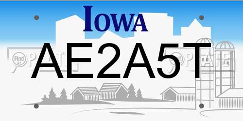 AE2A5T Iowa License Plate