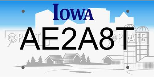 AE2A8T Iowa License Plate