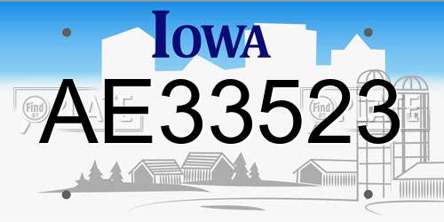 AE33523 Iowa License Plate