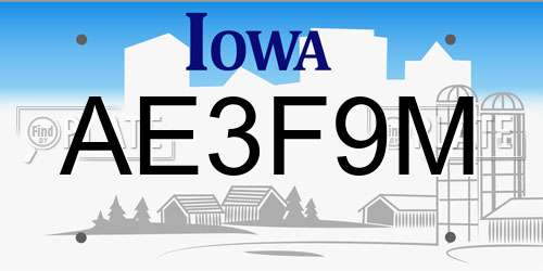 AE3F9M Iowa License Plate