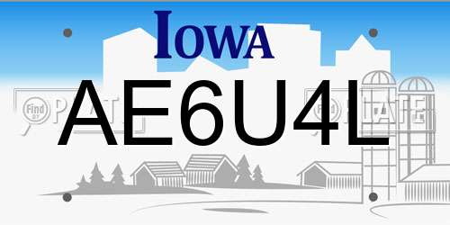 AE6U4L Iowa License Plate
