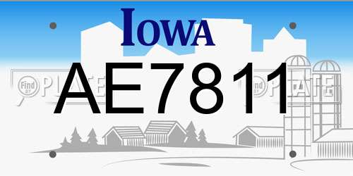 AE7811 Iowa License Plate