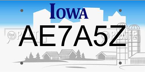 AE7A5Z Iowa License Plate