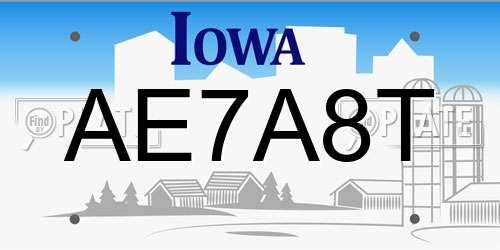 AE7A8T Iowa License Plate
