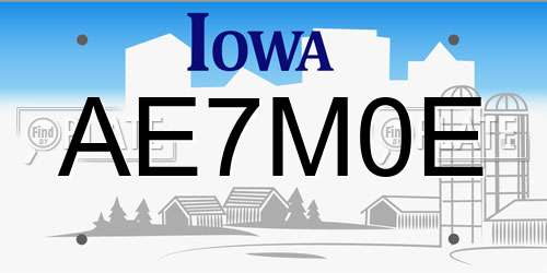 AE7M0E Iowa License Plate
