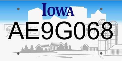 AE9G068 Iowa License Plate