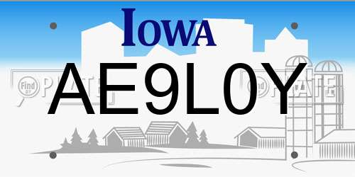 AE9L0Y Iowa License Plate