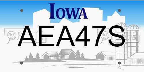 AEA47S Iowa License Plate