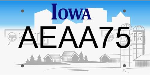 AEAA75 Iowa License Plate