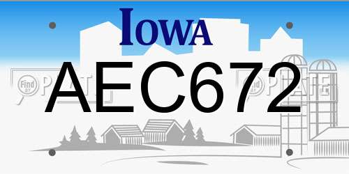 AEC672 Iowa License Plate