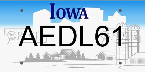 AEDL61 Iowa License Plate
