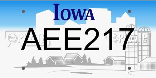 AEE217 Iowa License Plate
