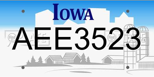 AEE3523 Iowa License Plate