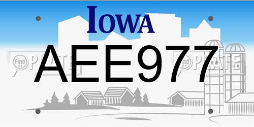 AEE977 Iowa License Plate