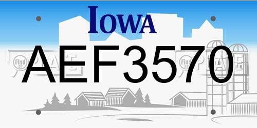 AEF3570 Iowa License Plate