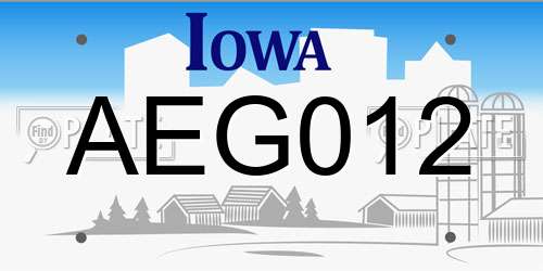 AEG012 Iowa License Plate