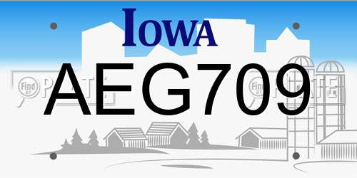AEG709 Iowa License Plate