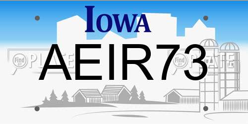 AEIR73 Iowa License Plate