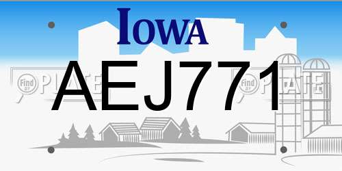 AEJ771 Iowa License Plate