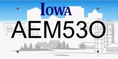 AEM53O Iowa License Plate