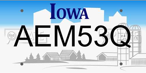 AEM53Q Iowa License Plate